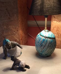 pieds de lampe en raku, isabelle barrandon