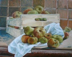 oil on canvas "cagette de pommes"