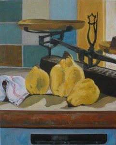 oil on canvas "coings dans la cuisine"