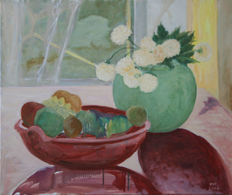 oil on canvas "le bouquet de dalhias"