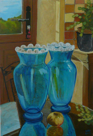 oil on canvas "les deux vases"